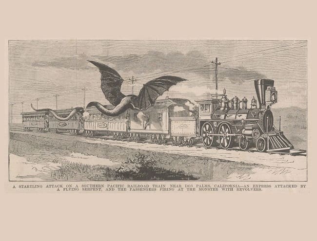 Огромная «летающая змея» напала на американский поезд в 1882 году
 
 
 